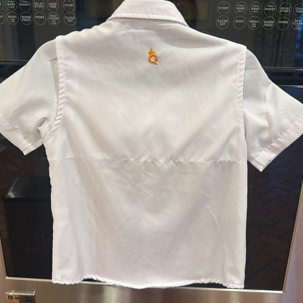 Blue Quail - Boys Guayabera- White & Orange Short Sleeve Shirt - Size: 4T - Picture 3 of 4